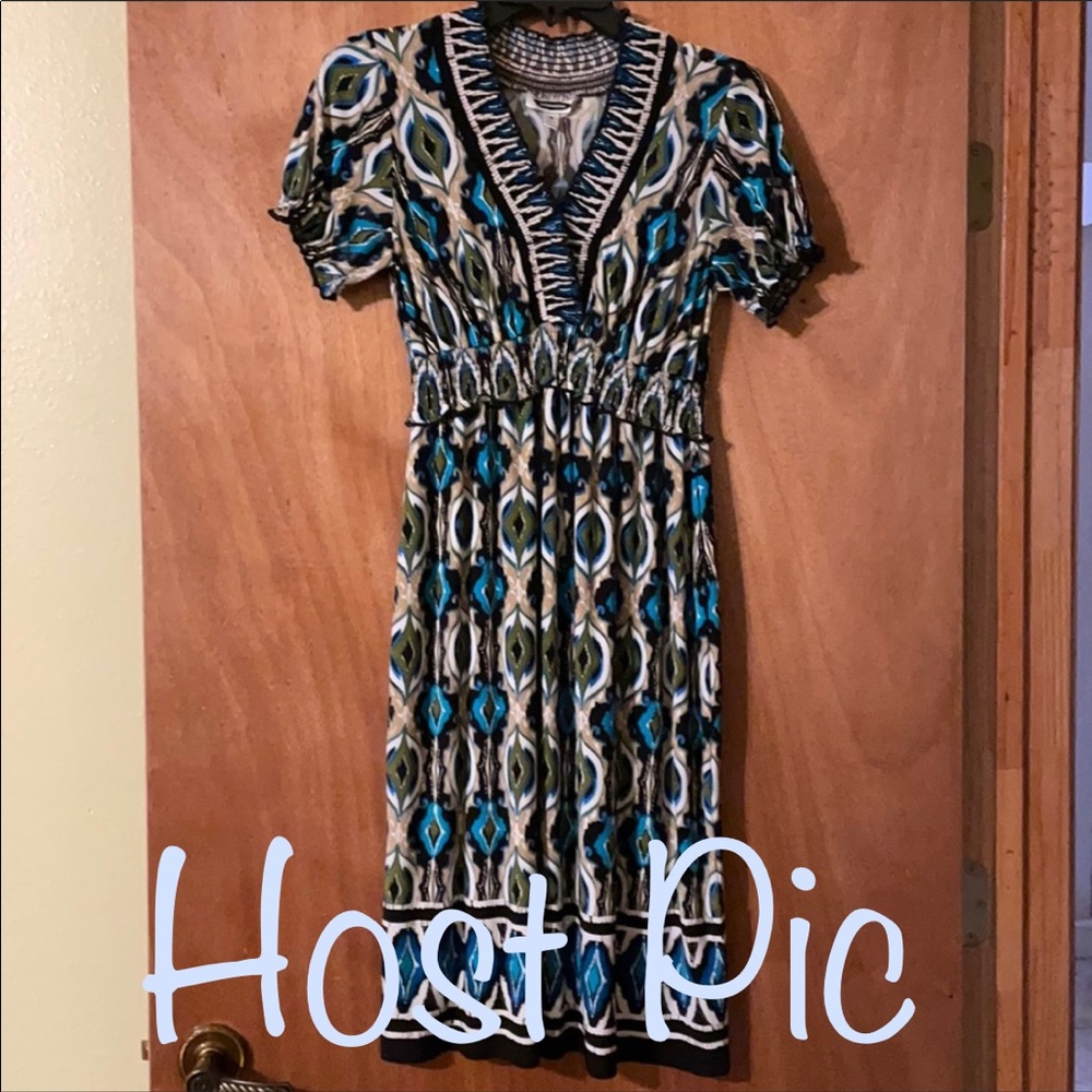 🎉3 for $30.🎉 Intermission brand Darling Dress, crm, green, black & blue (OLCC)